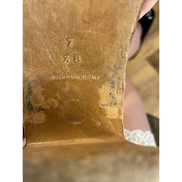 Vintage 90s Leather Platform Sandal Heel Slides Clogs Brown Leather US 7 Y2K - Picture 7 of 7